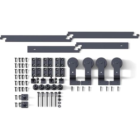 Kit de quincaillerie Robuste for Porte de Grange coulissante Pliante de 3,3 à 8 Pieds, for 4 Portes(5FT Rail Kit) (1/5)