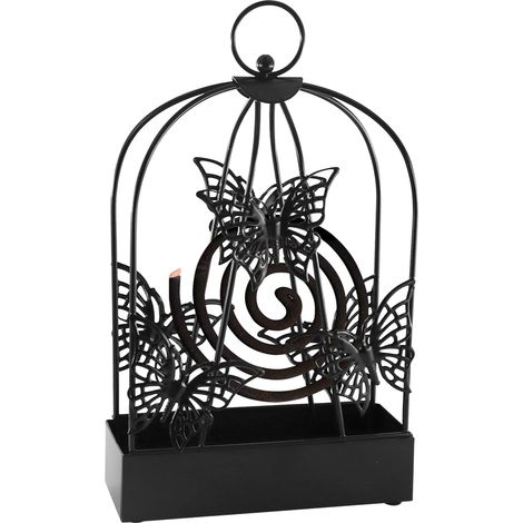 Mosquito Coil Holder,Retro Iron Mosquito Coil Holder,The Black Mosquito Repellent Incense Holder,Butterfly Mosquito Incense Burner,Anti Mosquito Spiral Holder (1/5)