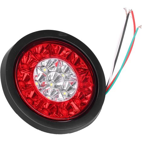 12-24V 16LED Feu Arrière Rond Rouge Blanc Lumineux Clignotant pour Remorque Camion Camping-Car (1/5)