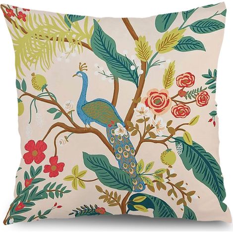 Housse de coussin floral papillon été, décoration canapé élégant,50×50cm (1/5)
