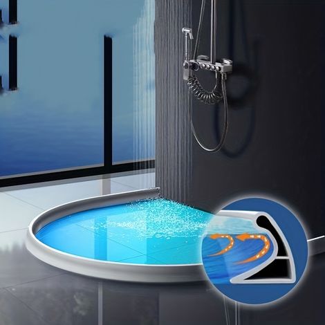 Lot de 4 bandes de rétention d'eau pour salle de bain, séparation sèche et humide, bandes imperméables pour toilettes, 2 cm x 3 cm x 2 m (1/5)