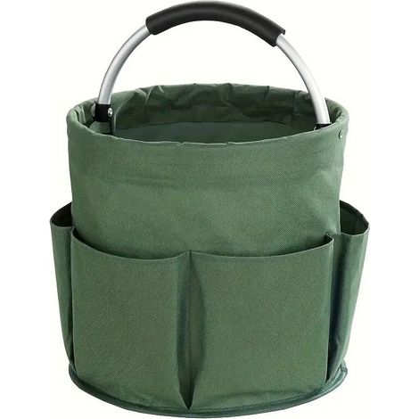 ALLIANDISVert kaki Nouveau panier de rangement pliable de 17 L grande capacité pour lavage de voiture, pique-nique, jardin, plage, sac de transport extérieur avec poignée, sac de rangement pour outils (1/5)