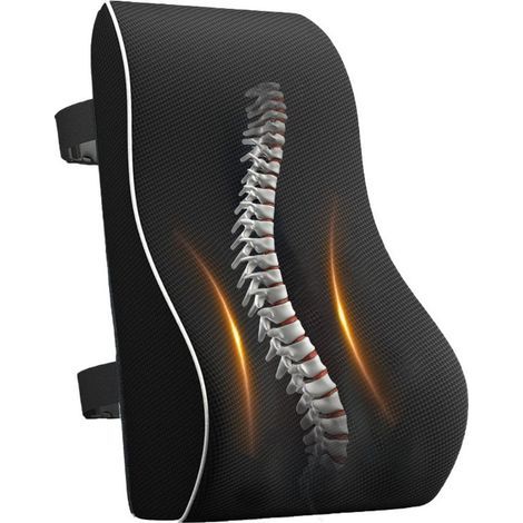 Coussin de dossier,Lordosenstützkissen,360 Degrés Rundumunterstützung,pour Chaise de bureau,Voiture,Amélioration de la Posture, Netzbezug, double Sangles réglables (1/5)