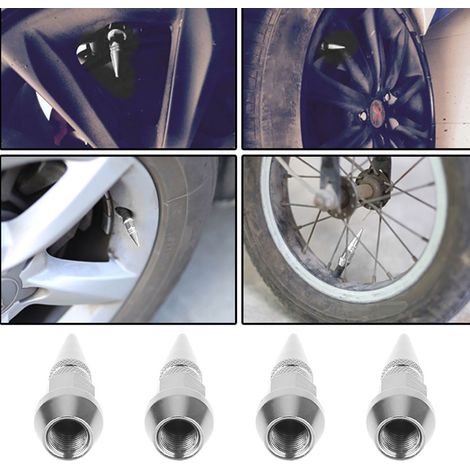 4 pièces bouchons de valve en alliage d'aluminium pour pneus de voiture et camion, argentés (1/5)