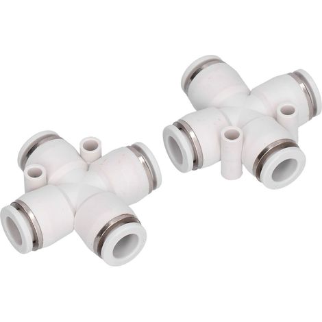 Lot de 20 raccords rapides pneumatiques en croix à 4 voies pour tuyau d'air, nickelés, PZA8 (1/5)
