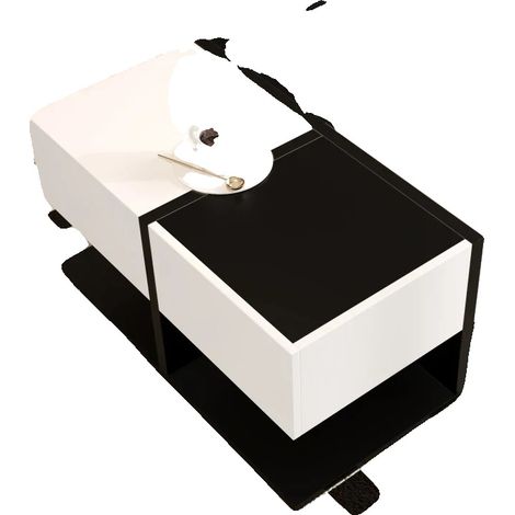 Mesa de centro, diseño moderno, con espacio de almacenamiento, color blanco y negro. (1/2)