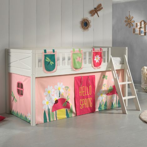 Lit mi-hauteur Scottie 90x200 cm Printemps 2-blanc (1/4)