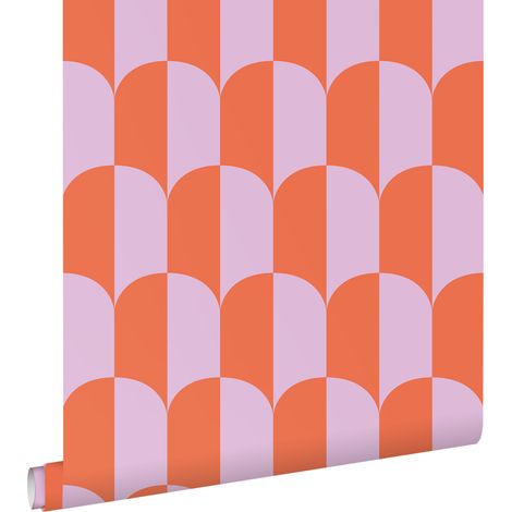 papier peint art déco lilas violet et orange  - ESTAhome (1/5)