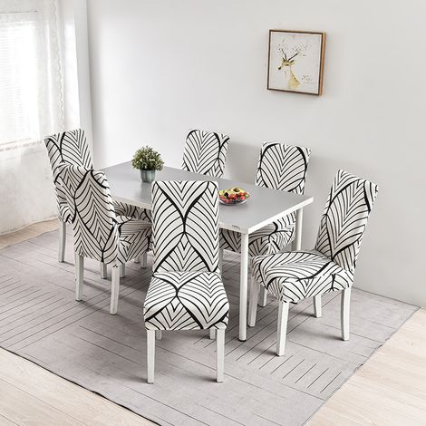 Housse de Chaise Décor 6 pièces Housse de Chaise Stretch-Housse Couverture de Chaise de matériau Spandex avec Bande élastique pour (1/3)