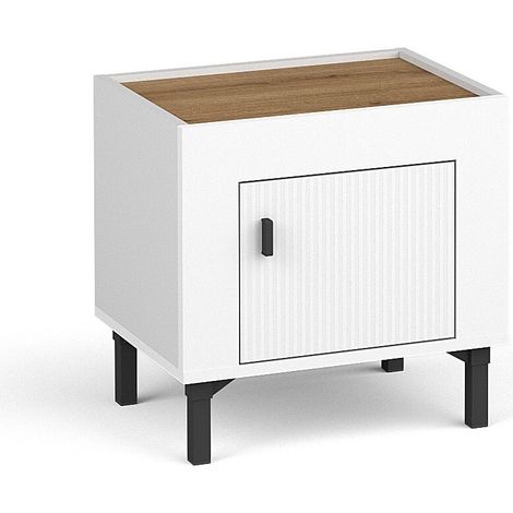 Table de chevet Mormavu 109, Mat blanc, Nombre de tiroirs: 0, Le nombre de portes: 0, 45x48x36cm, Stratifié