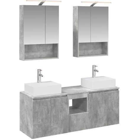 Ensemble d'armoire de salle de bain 5 pcs Gris béton vidaXL (1/5)