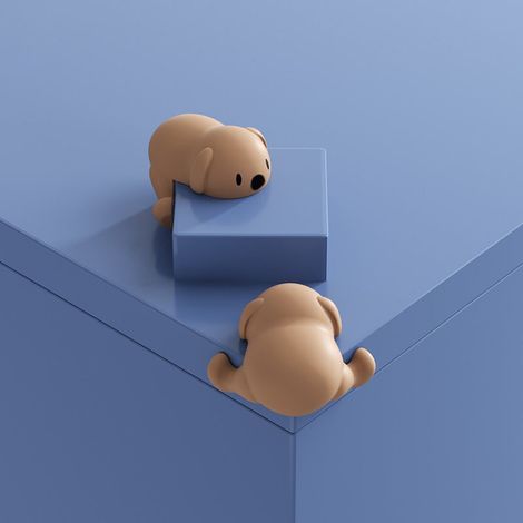 2 protecteurs d'angle en silicone, motifs de chien et ours cartoon, antichoc, pour tables et meubles (1/5)