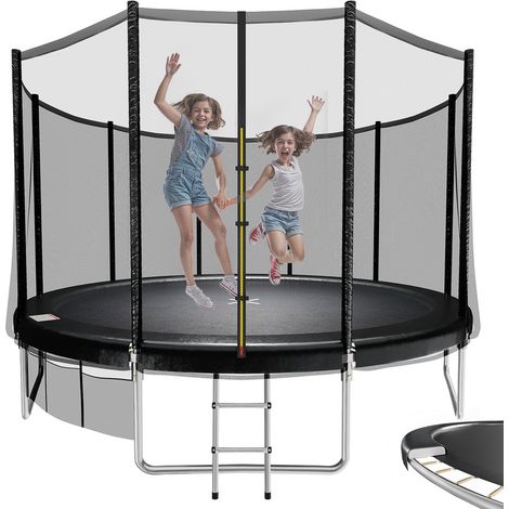 Devoko Trampoline Extérieur Enfants Ø366cm/12ft, Trampoline pour Jardin, Set accesoire Complet : Filet de sécurité, Echelle, Bâche de Rebord, Capacité Max 150 kg (1/5)