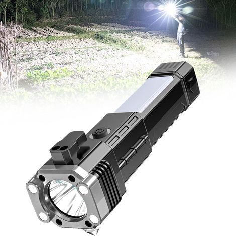 Linterna portátil multifuncional 8 en 1 ultrabrillante, nueva linterna táctica LED recargable multifuncional 2024, linterna recargable impermeable, para aventuras al aire libre y camping (plateada). (1/5)