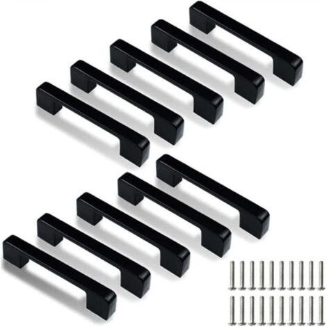 Lot de 10 poignées de porte de cuisine carrées en acier inoxydable avec trou central de 128 mm (vis incluses) (1/4)