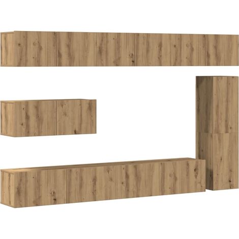 Maison Exclusive - Set Mobile TV 7 pz Montato a Parete Rovere in Legno Multistrato