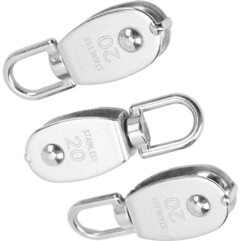 Poulie simple en acier inoxydable 3PCS, rotation à 360°, M20, pour câble de suspension et remorquage de grue (1/5)