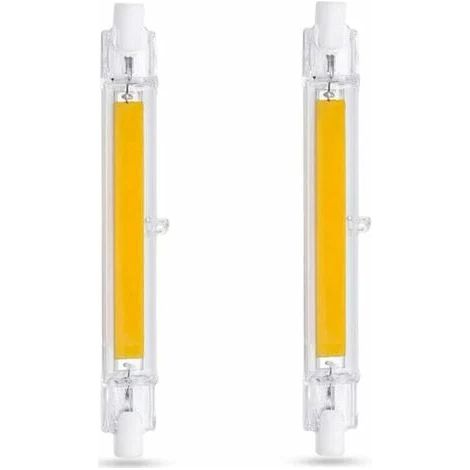 Ampoule LED R7S 118 mm 10 W Blanc froid 6000 K, 1000 lm, équivalent halogène 80 W/100 W (culot J118), dimmable, ampoule LED COB extra-plate R7S 118 mm pour applique/lampe sur pied, lot de 2 (1/5)
