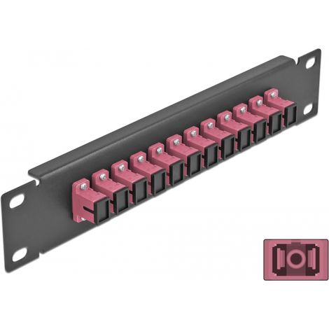 Delock Panel de conexiÃ³n de fibra Ã³ptica de 10 de 12 puertos SC Simplex violeta 1U negro