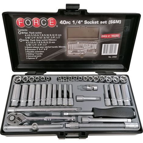 DOUILLES COURTES ET LONGUES 1/4 METRIQUES / POUCES COFFRET 40 PCS