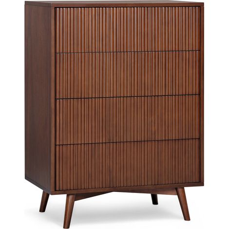 Teamson Home Tremolo Chest of Drawers 4 Drawer Bedroom Dresser, Walnut (1/5)