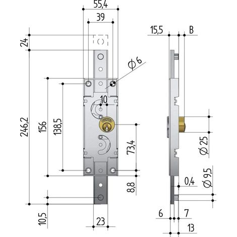 SERRATURA SERRANDE AVVOLGIBILI A311 Dx
