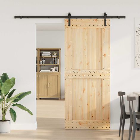 vidaXL  Sliding Door  NARVIK Natural and Black 95 x 210 cm (213.5 cm)