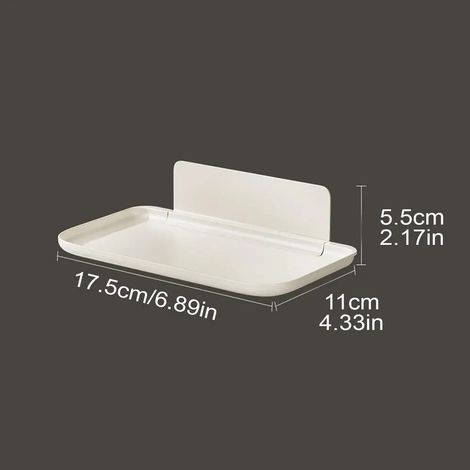 Étagère murale pliable (S) pour salle de bain, sans perçage, avec support de téléphone, bijoux, serviettes et vêtements. (1/5)