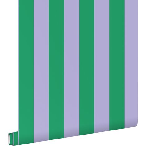 papier peint à rayures vert et lilas violet - ESTAhome (1/5)