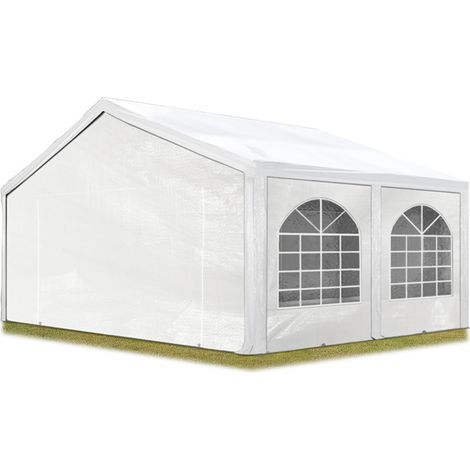 TOOLPORT 5x5 m Excellent Marquee with strong PE 450 N tarpaulin, Party Tent with fully galvanised & bolted steelframe white