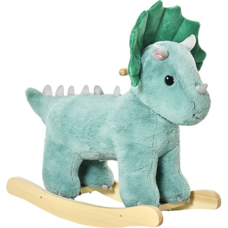 Jouet à Bascule Dinosaure Effet sonore Rugissement Bois peuplier Peluche Courte Polyester Vert d'eau (1/5)