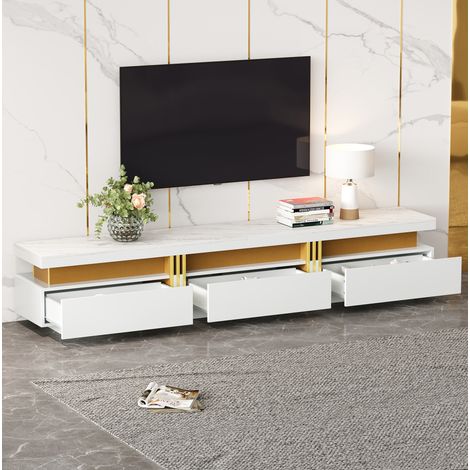 mobile contenitore 200 cm porta TV effetto marmo bianco HAVRYA (1/5)