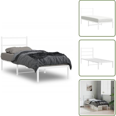 vidaXL Estructura cama sin colchón con cabecero metal blanco 80x200 cm (1/5)
