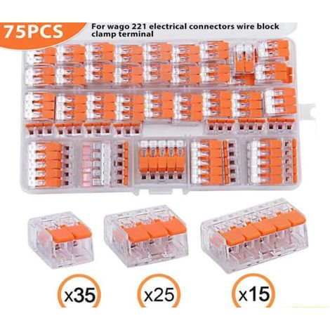 75x compatible avec les bornes de connexion Wago, bornes à levier 221-412/221-413/221-415 (1/5)