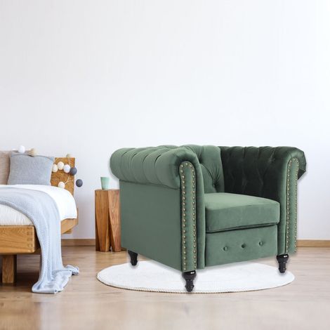 Upholstered Armchair with Nailhead Trim - Green (1/5)