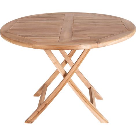 DESTIN - Table Jardin Ronde Ø100cm Teck Naturel (1/5)