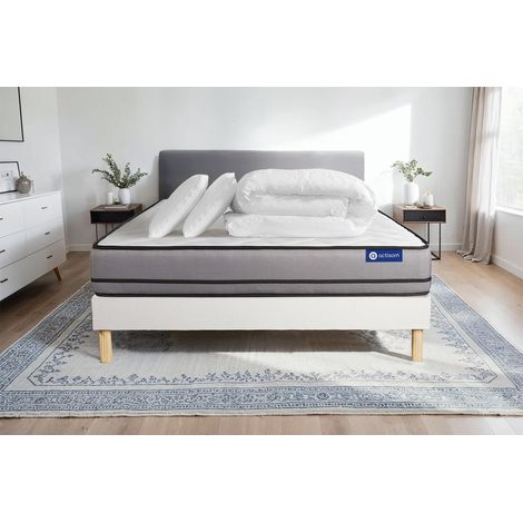Pacchetto letto completo - Materasso 140x190cm + Box spring con doghe (kit) + 2 cuscini + Piumino - Actilatex Night (1/5)