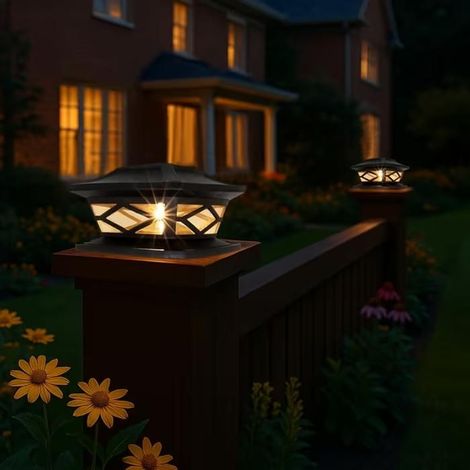 KLVGTIFS PU - 1pcs Lampe sur poteau extérieure Lampe solaire étanche Éclairage paysager LED Avec fonction d'allumage automatique Noir (1/5)