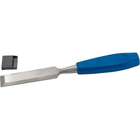 1 - Ciseau à bois - Lame acier carbone - Bords biseautés 25mm - Travail du bois professionnel - Poignée PVC ovale - Gris (1/2)