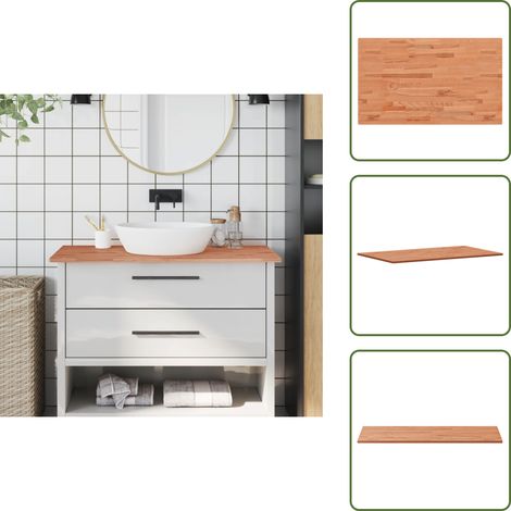 The Living Store Comptoir de salle de bain 100x60x1,5 cm bois massif de hêtre - Bois de hêtre (1/5)