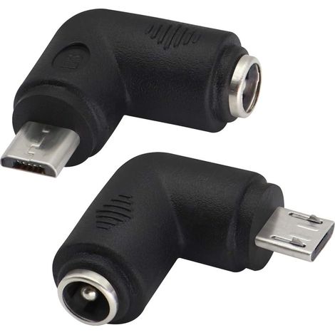 (2er-Pack – Micro) 90°-Winkelstecker (5,5 x 2,1 mm DC) auf Micro-USB (5 V DC) zum Laden von Mobiltelefonen, Tablets, MP3-Playern und anderen Micro-USB-Geräten (1/5)