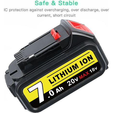 1 Stücke 7,0 Ah DCB182 Ersetzen für Dewalt 18 V Li-on Akku Pin DCB184 DCB180 DCB181 DCB182 DCB200 Elektrowerkzeuge Akku mit LED (1/5)