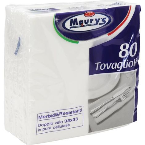 MAURY'S TOVAGLIOLI 33 X 33 CM 80 PZ BIANCHI DOPPIO VELO (1/2)
