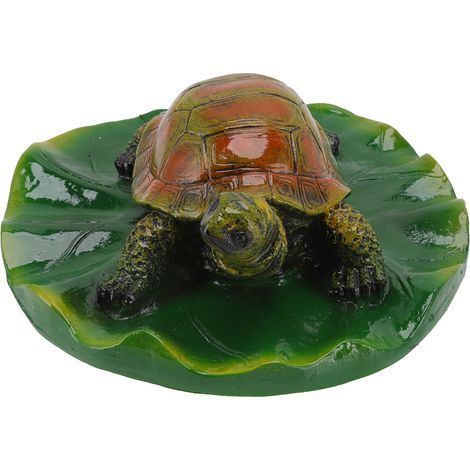 Statues d'animaux de jardin - Figurines d'animaux de jardin mignonnes et réalistes en résine synthétique pour patio, terrasse, bureau, maison - Tortue feuille de lotus (1/5)