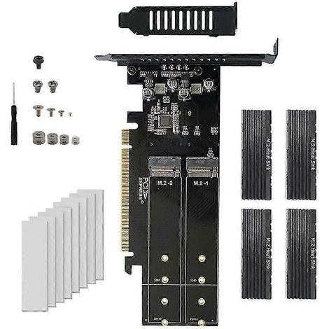 Carte adaptatrice PCIe vers M.2 PCIe X16 4 ports M.2 NVMe Clé M SSD Convertisseur M.2 PCI Express X16 Carte d'extension VROC kns (1/5)