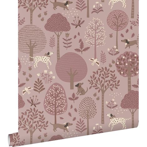 papier peint chiens violet clair et marron - ESTAhome (1/5)