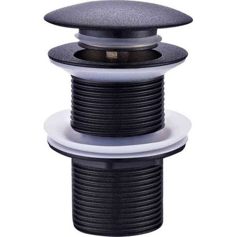 Bonde de Lavabo Clic-Clac, diam. 63 mm, certifié NF, sans Trop Plein, pour Grande Epaisseur (Plan De Travail), Finition Noire (1/5)