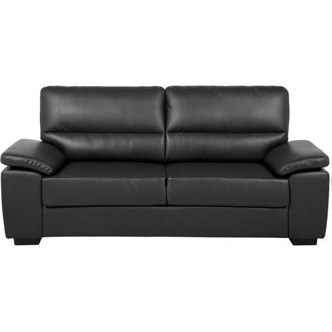 Canapé Fix 3 Places en Cuir PU Noir Haut de Gamme pour Salon au Style Moderne Beliani (1/5)