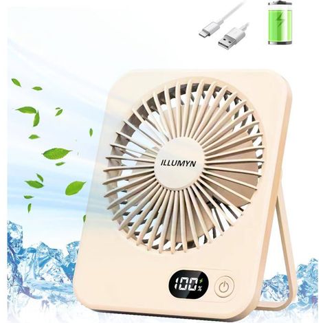 Ventilateur portable ultra silencieux, pliable et inclinable, idéal pour les voyages, 5 vitesses, avec batterie (1/5)