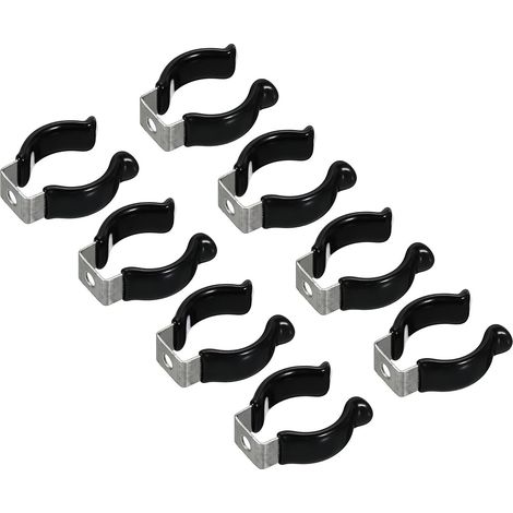 sourcing map Lot de 8 clips T8 U - Clips de fixation pour bande lumineuse LED - Colliers de serrage en acier inoxydable - Colliers de serrage pour tubes fluorescents - Noir (1/5)